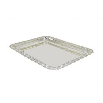 طفرية تقديم استيل مستطيل فضي 55 × 40 × 3.5 سم FD-1559