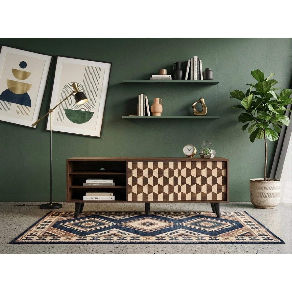طاولة تلفاز خشب 160× 40 × 55 سم بني بيج