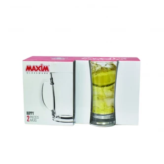 طقم كاسات زجاج شفاف 2 قطعة 350مل MAS8454