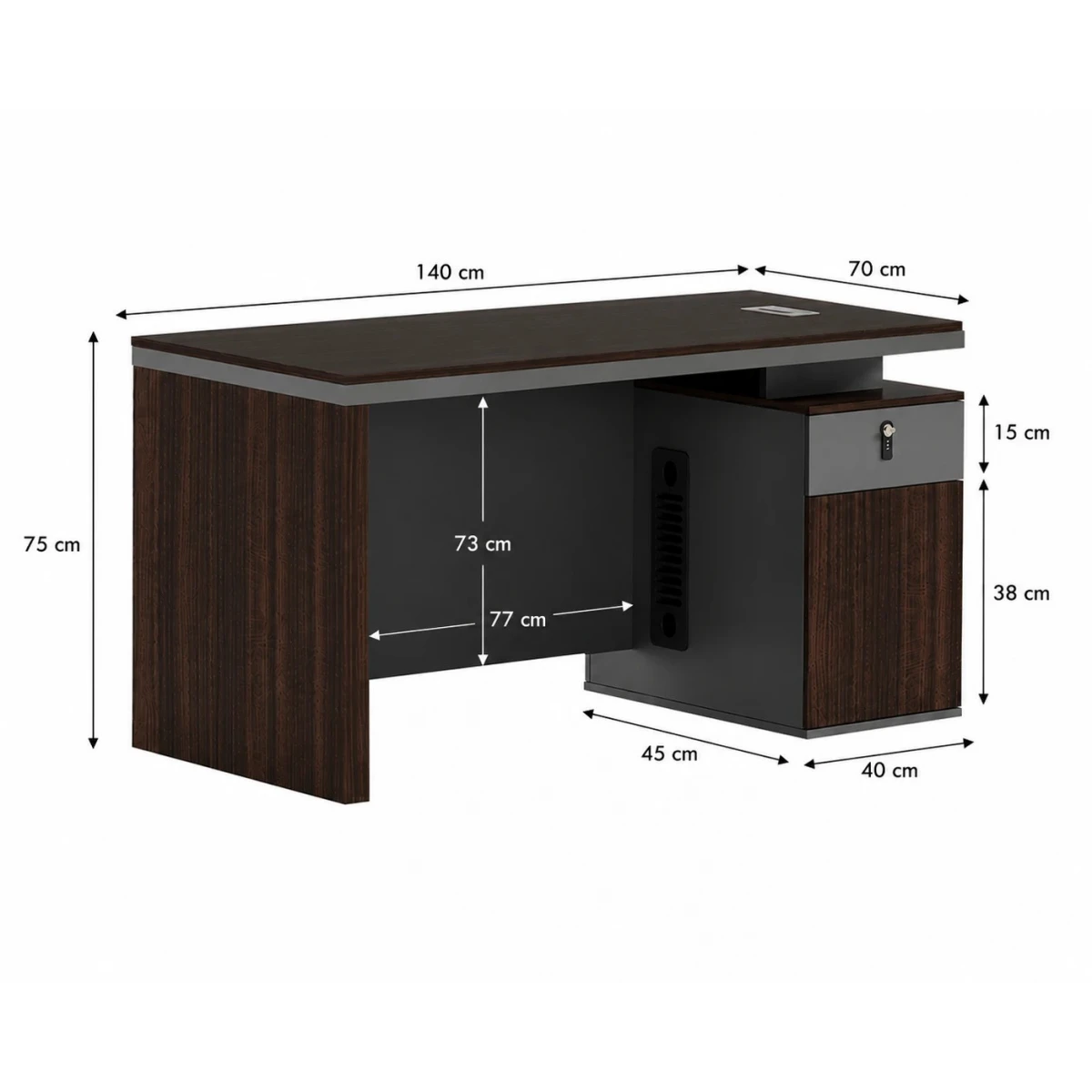 مكتب مقاس 1.40 OT-1403 DARK BROWN