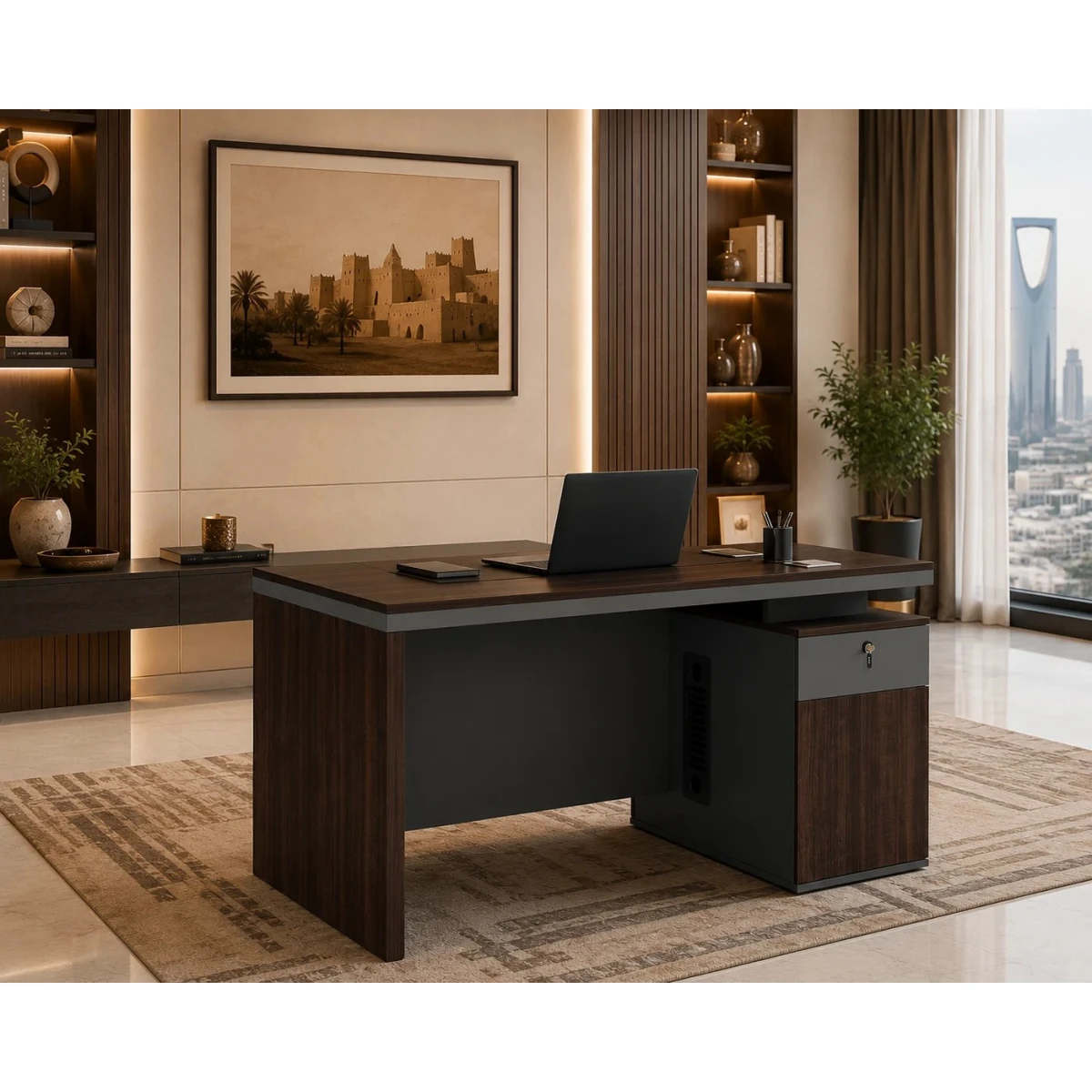 مكتب مقاس 1.60 OT-1603 DARK BROWN