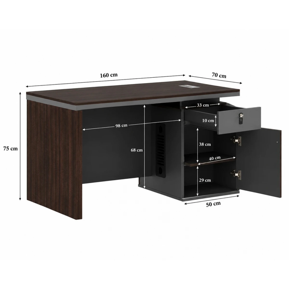 مكتب مقاس 1.60 OT-1603 DARK BROWN
