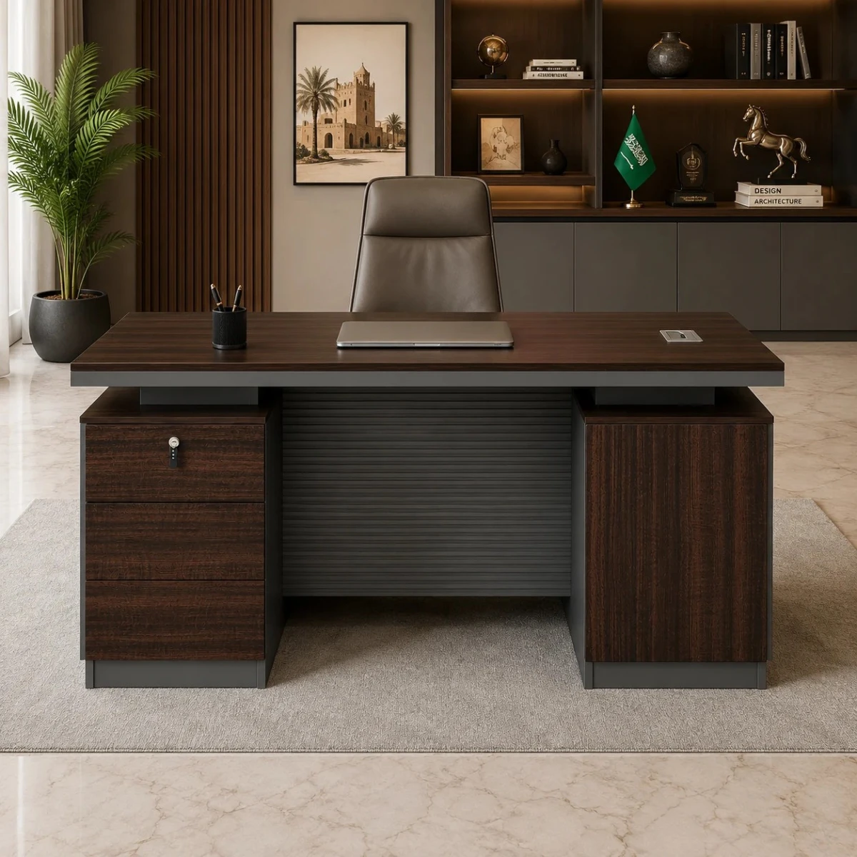 مكتب مقاس 1.40 OT-1404 DARK BROWN