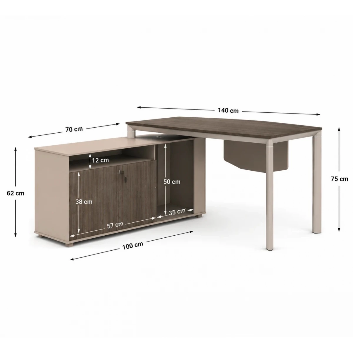 مكتب مقاس 1.40 OT-6609 DARK WOOD
