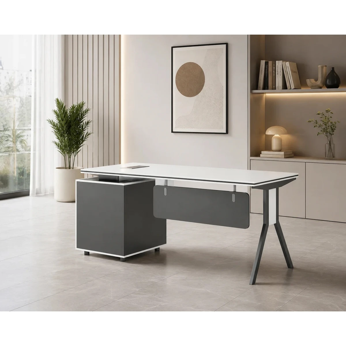 مكتب مقاس 120 سم OT-10 WHITE&GREY
