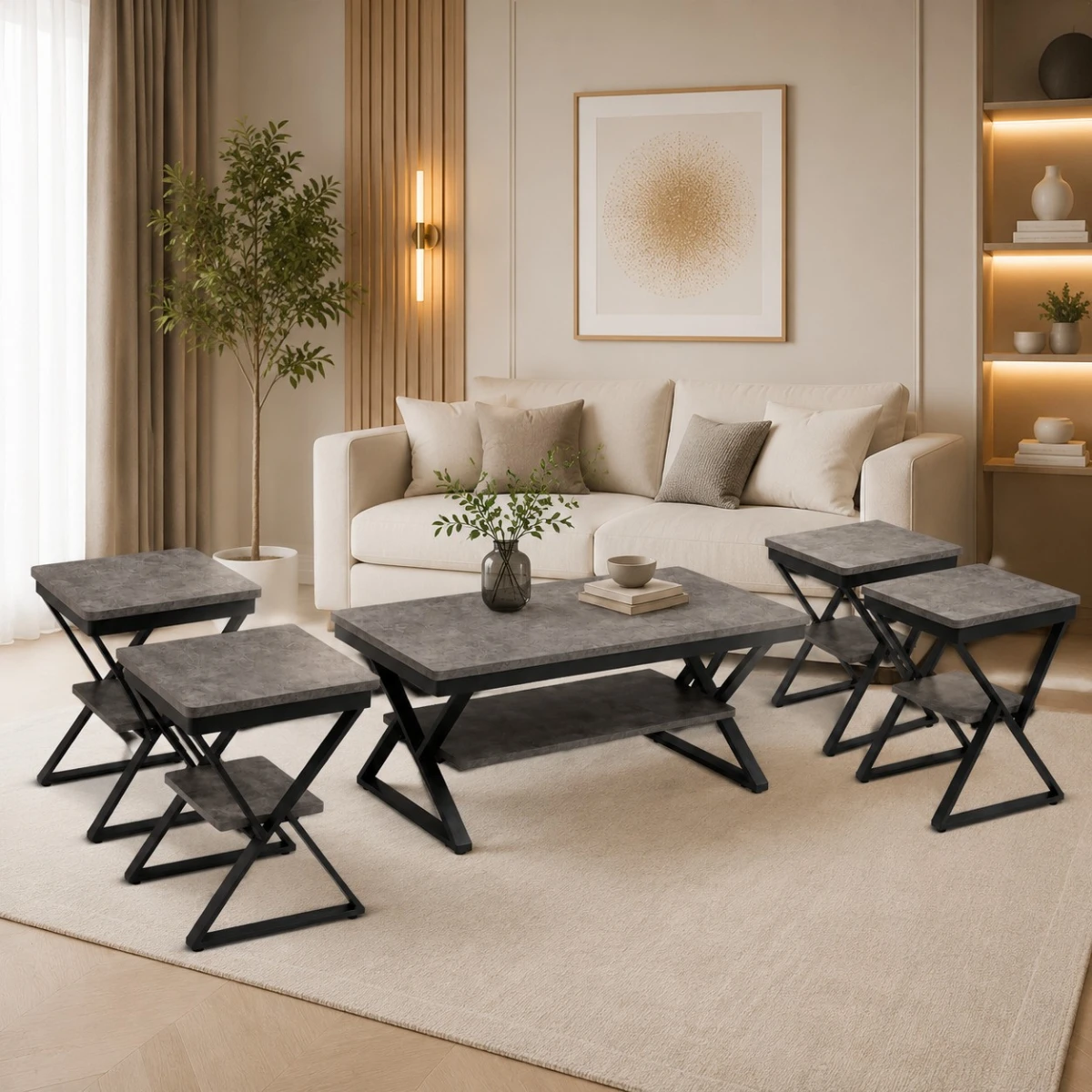 طقم شاي خشب LIGHT GREY 618 1+4
