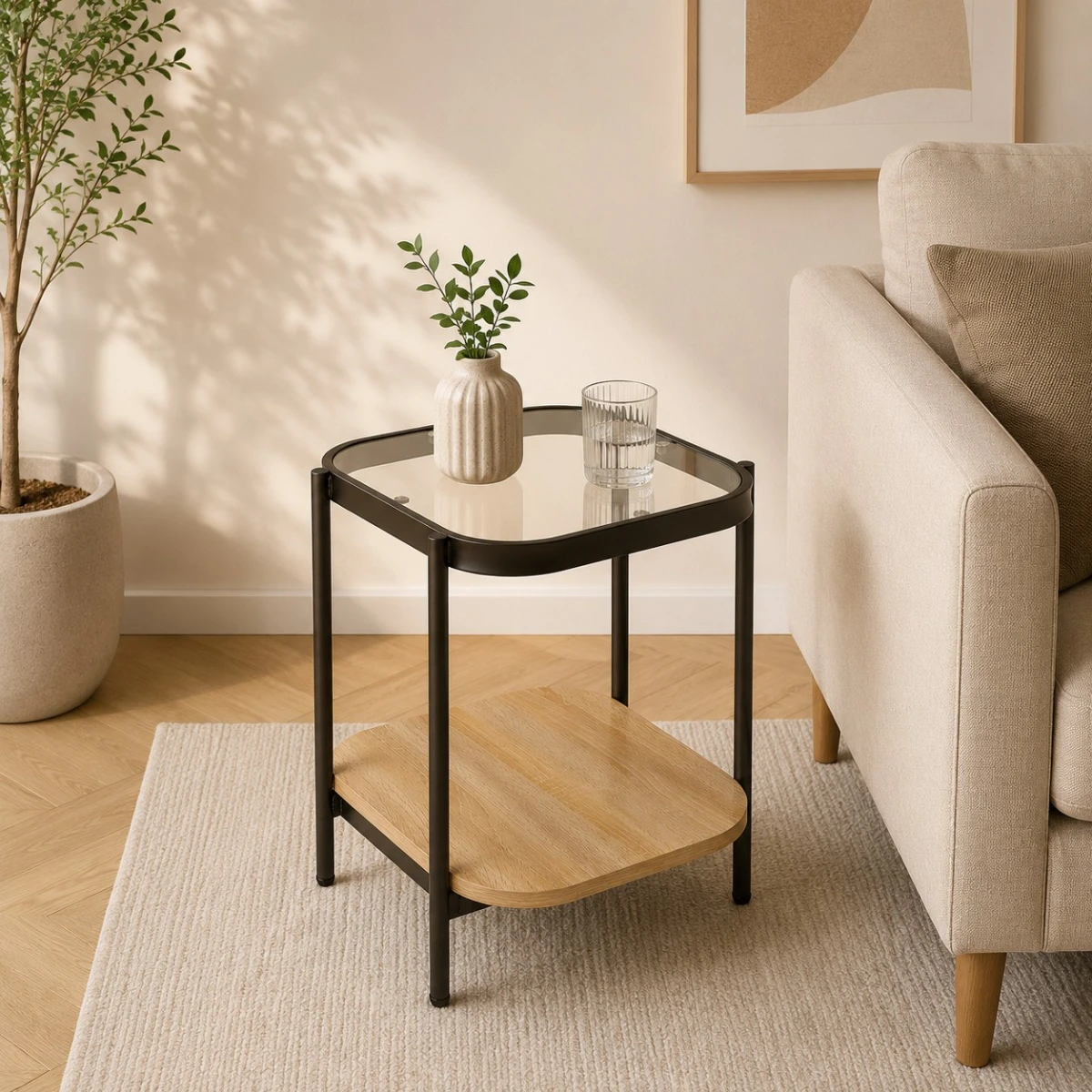 خدمه مفرد خشب زجاج مربع 42*45 C164S WOOD