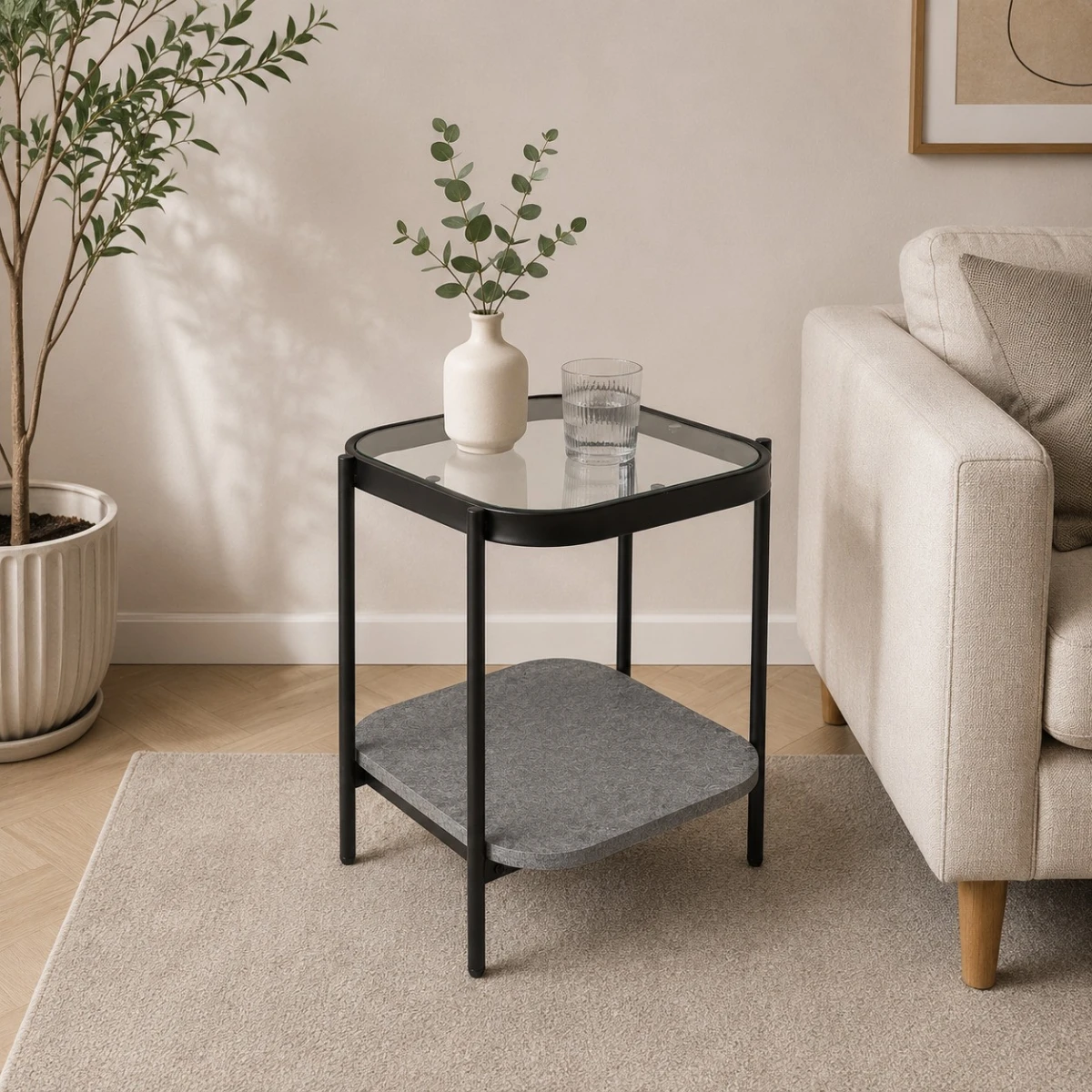 خدمه مفرد خشب زجاج مربع 42*45 C164S GREY