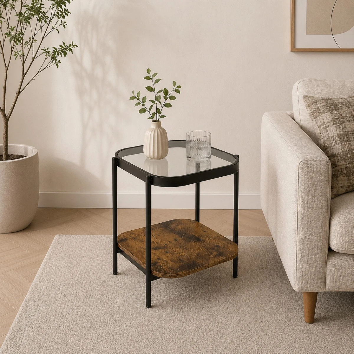 خدمه مفرد خشب زجاج مربع 42*45 C164S BROWN A