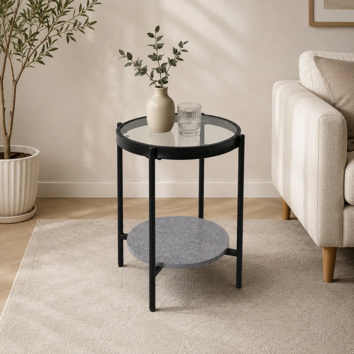 خدمه مفرد خشب زجاج دائري 45*45 C159S GREY