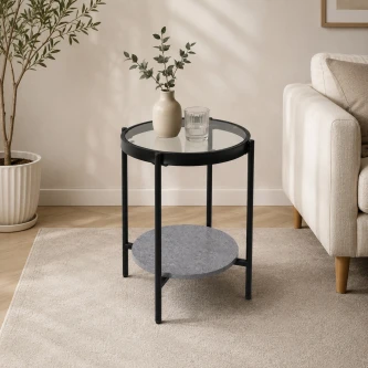 خدمه مفرد خشب زجاج دائري 45*45 C159S GREY