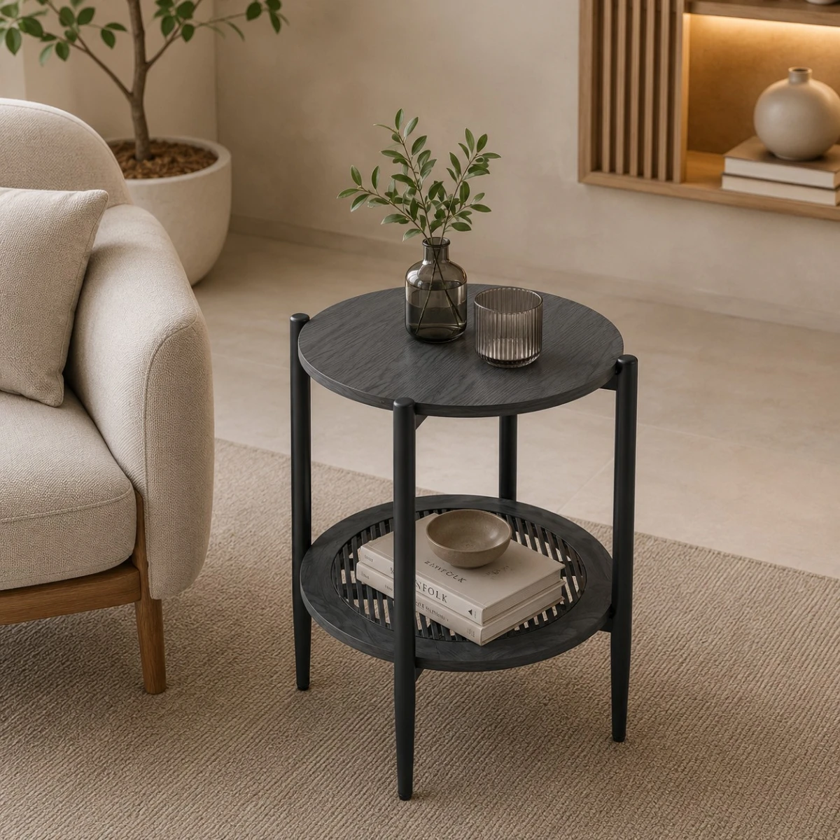 طاولة خدمة مفرد خشب C178S DARK GREY45*45