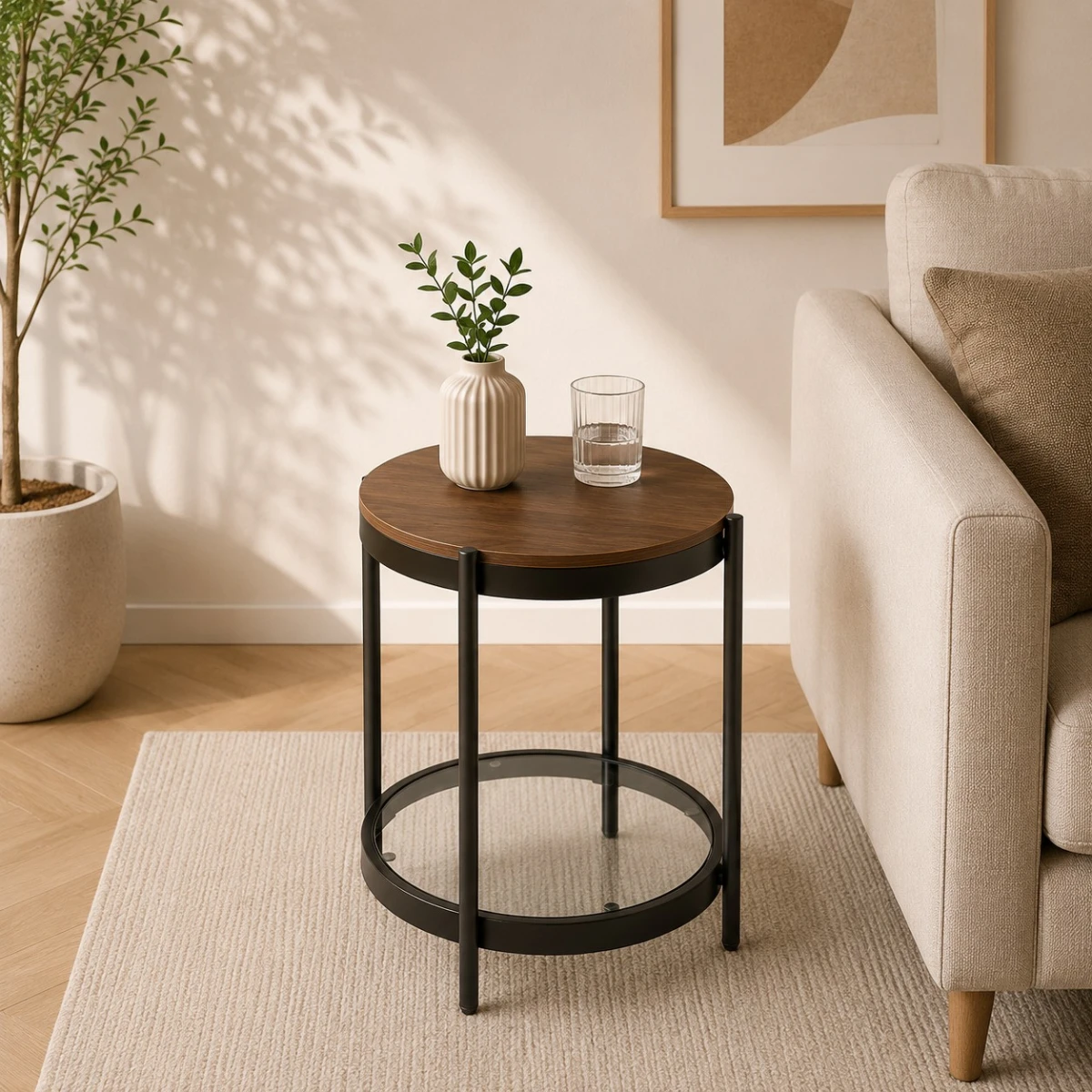 خدمه مفرد خشب زجاج دائري 45*45 VPS-002 BROWN B