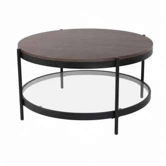 طاوله مفرد خشب زجاج دائري VPS-002 BROWN B 86*86
