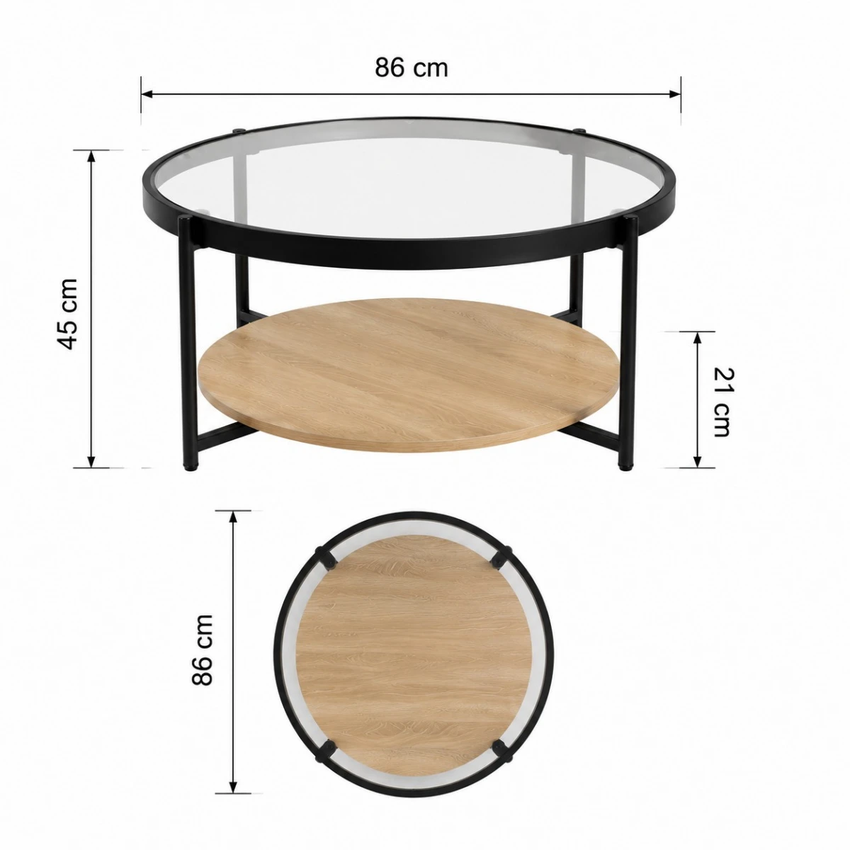 طقم شاي خشب زجاج دائري 1+4 C159 WOOD