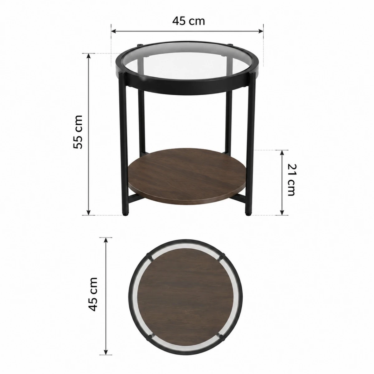طقم شاي خشب زجاج دائري 1+4 C159 BROWN B