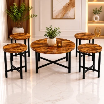 طقم شاي خشب دائري 1+4 C200 BROWN A