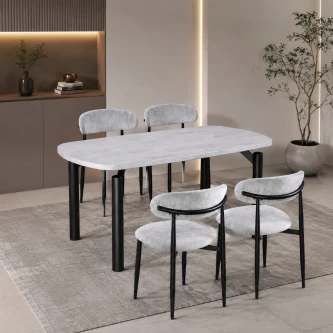 طاولة طعام رخام 4 كرسي M-025 GREY/GREY