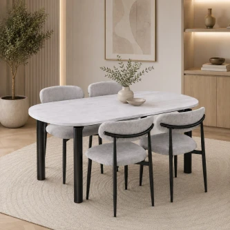 طاولة طعام بديل رخام 4 كرسي M-026 GREY/GREY