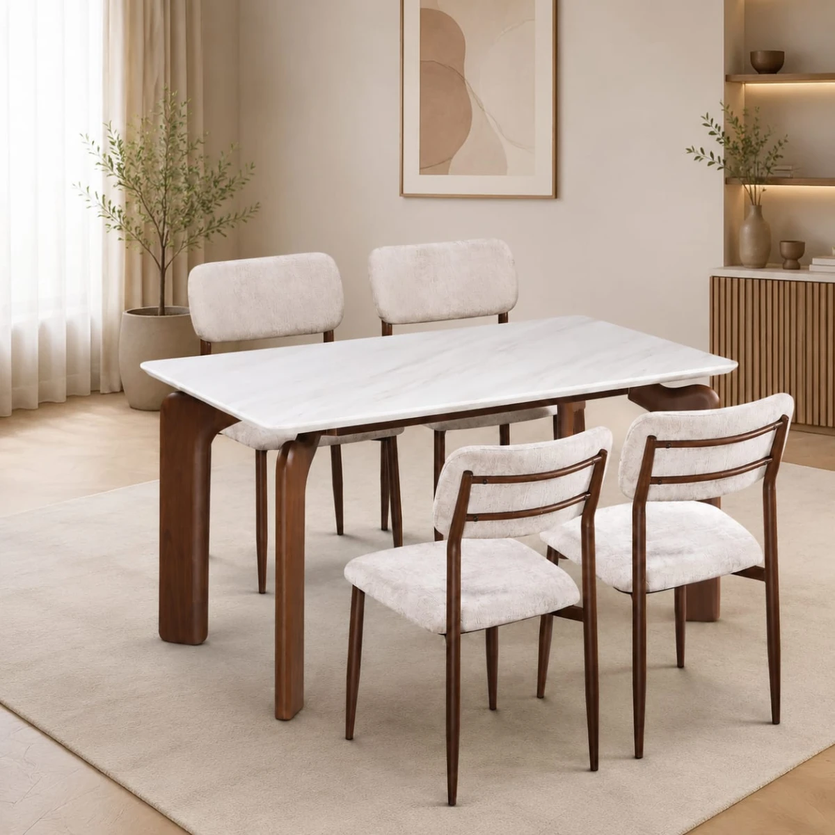 طاولة طعام رخام 4 كرسي M-027 BROWN/BROWN