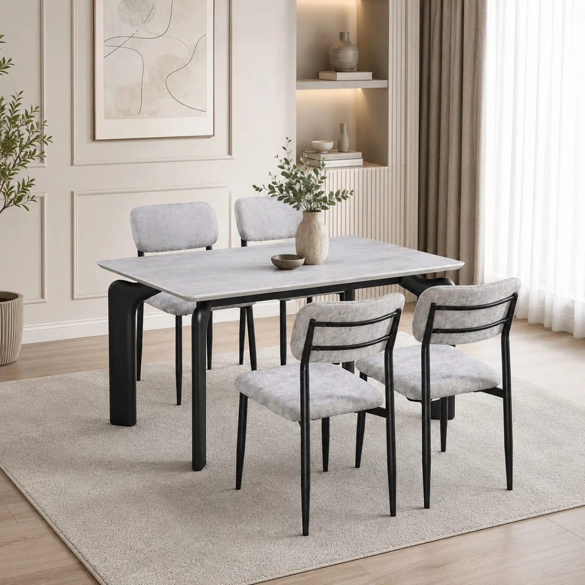 طاولة طعام رخام 4 كرسي M-027 GREY/GREY