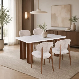 طاولة طعام رخام 4 كرسي M-033 BROWN/BROWN