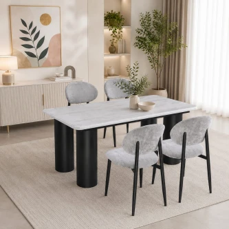 طاولة طعام رخام 4 كرسي M-033 GREY/GREY