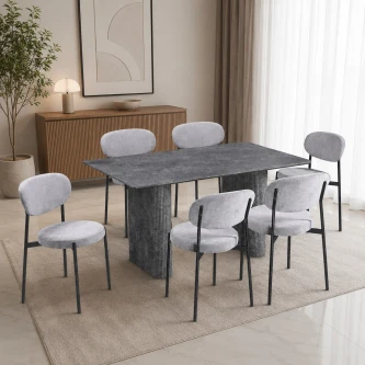 طاولة طعام خشب 6 كرسي M-034 GREY/GREY
