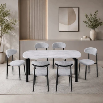 طاولة طعام رخام 6 كرسي M-025 GREY/GREY