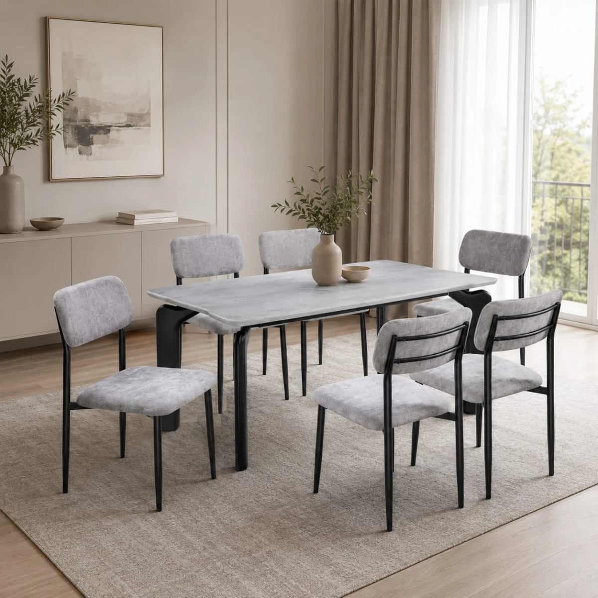طاولة طعام رخام 6 كرسي M-027 GREY/GREY