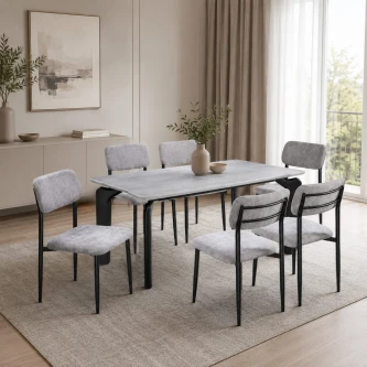 طاولة طعام رخام 6 كرسي M-027 GREY/GREY