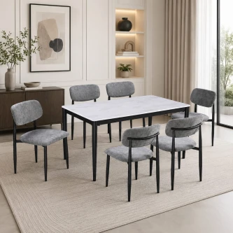 طاولة طعام رخام 6 كرسي M-028 GREY/GREY
