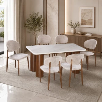 طاولة طعام رخام 6 كرسي M-033 BROWN/BROWN