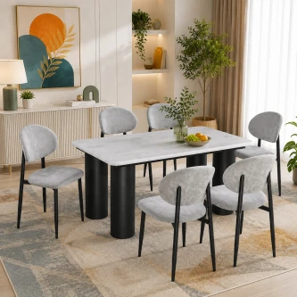 طاولة طعام رخام 6 كرسي M-033 GREY/GREY