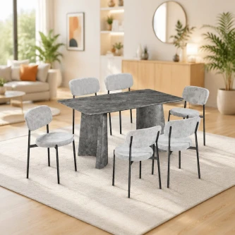 طاولة طعام خشب 6 كرسي M-037 GREY/GREY