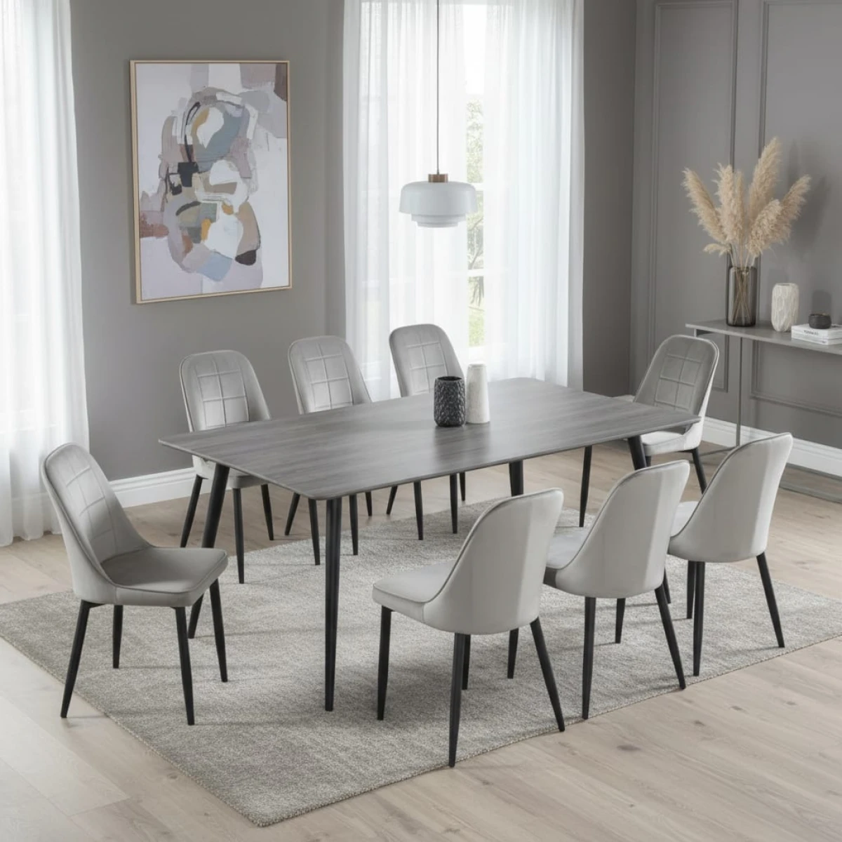 طاولة طعام خشب 8 كرسي M-012 GREY
