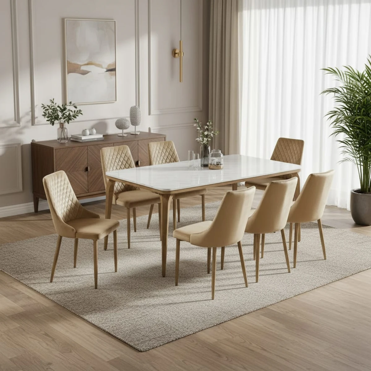 طاولة طعام بديل رخام 8 كرسي M-021  WOOD