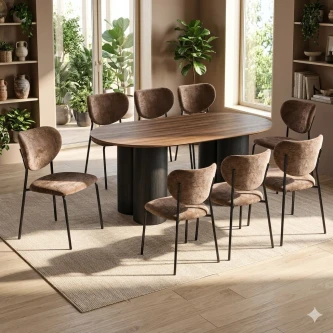 طاولة طعام خشب 8 كرسي M-032 BROWN/BROWN