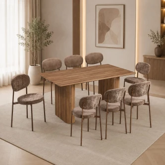 طاولة طعام خشب 8 كرسي M-034 BROWN/BROWN