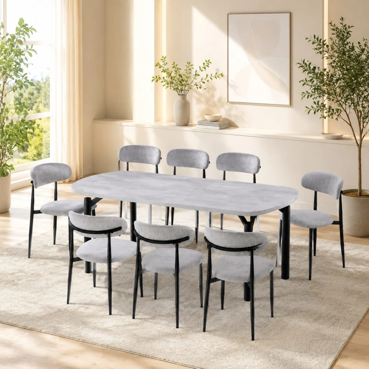 طاولة طعام رخام 8 كرسي M-025 GREY/GREY