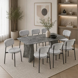طاولة طعام خشب 8 كرسي M-037 GREY/GREY