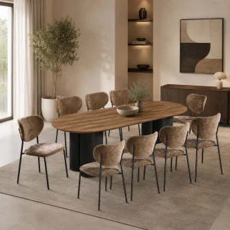 طاولة طعام خشب 10 كرسي M-032 BROWN/BROWN