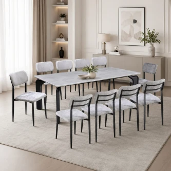 طاولة طعام رخام 10 كرسي M-027 GREY/GREY