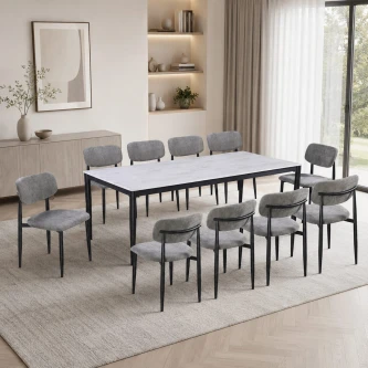 طاولة طعام رخام 10 كرسي M-028 GREY/GREY