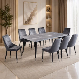 طاوله طعام رخام 8 كرسي M004-1 GREY