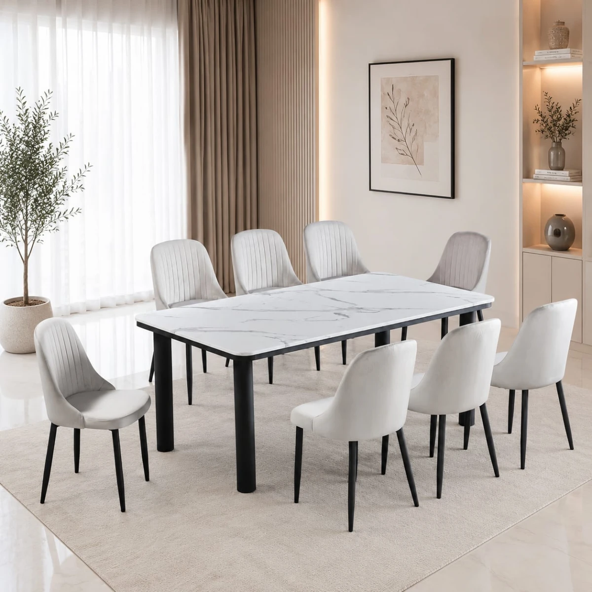 طاوله طعام رخام 8 كرسي M-018 GREY