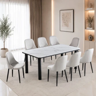 طاوله طعام رخام 8 كرسي M-018 GREY