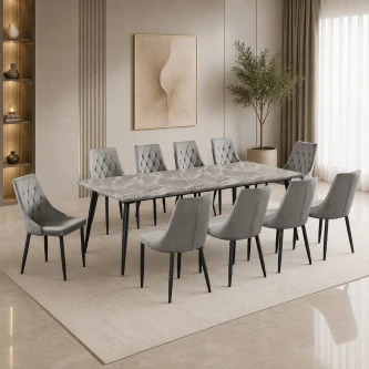 طاوله طعام رخام 10 كرسيM003-1 DARK GREY