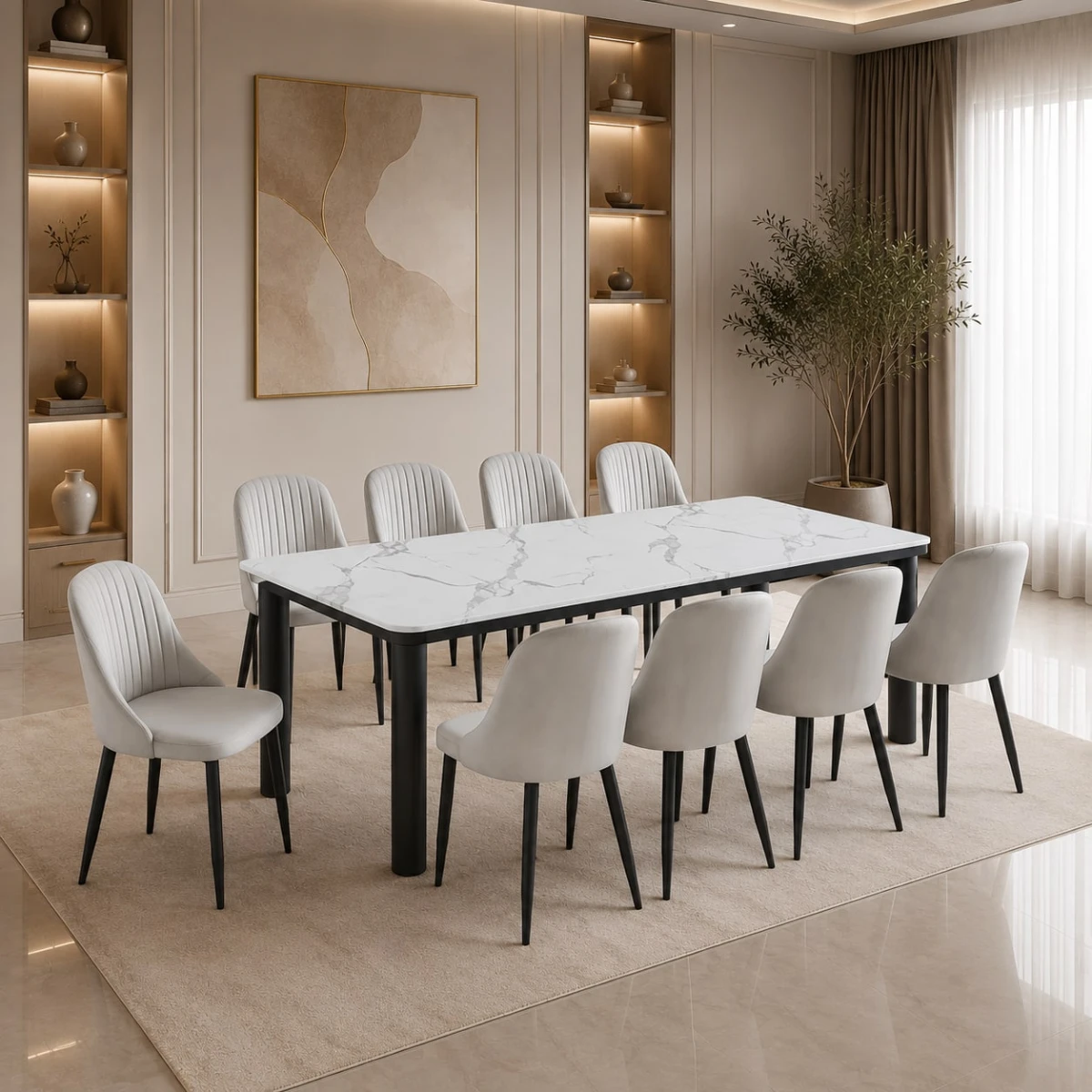 طاوله طعام رخام 10 كرسي M-018 GREY