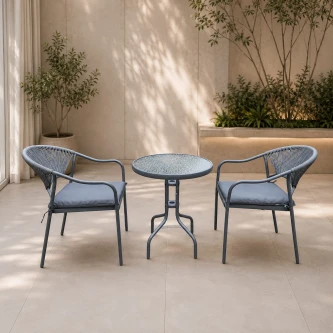 طقم كرسين وطاولة 211084 BLACK&GREY